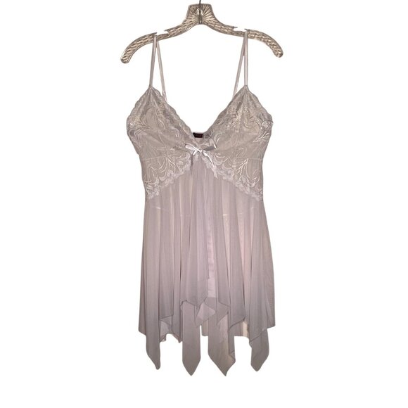 Avidlove Other - Avidlove M White Lace Babydoll Lingerie Adj Straps Satin Bow Sheer Mesh Skirt